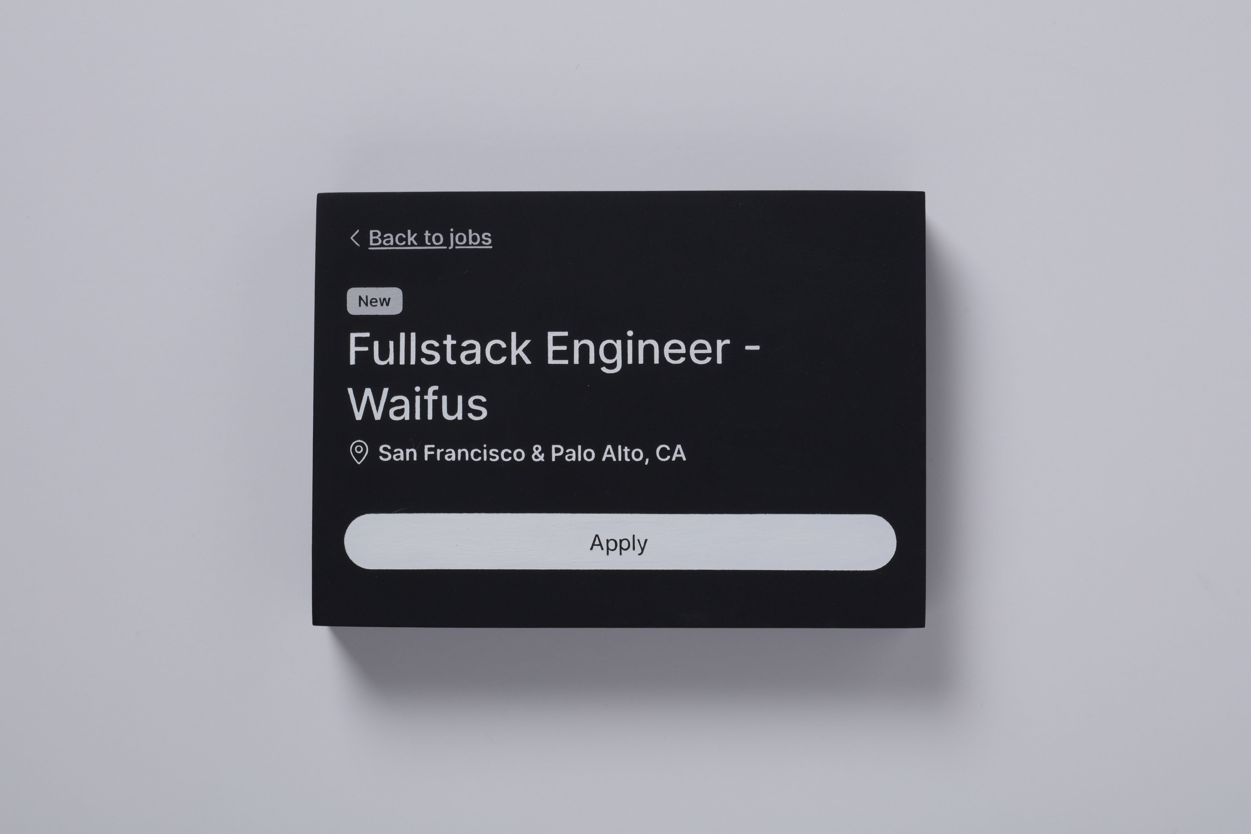 Painting of a fullstack engineer job application interface for Waifus in San Francisco